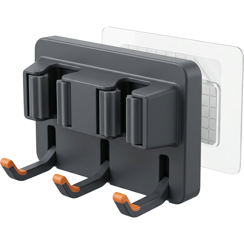 Vknx Adhesive Two Grip Three Hook Rack Charcoal - Product view
