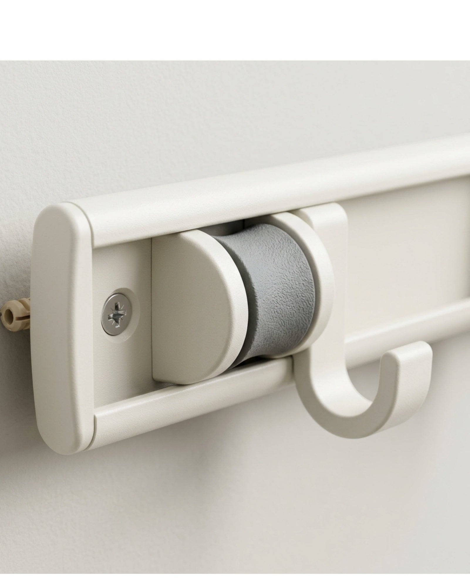 Vknx Three Grip Four Hook Utility Rail Warm White - Detail view